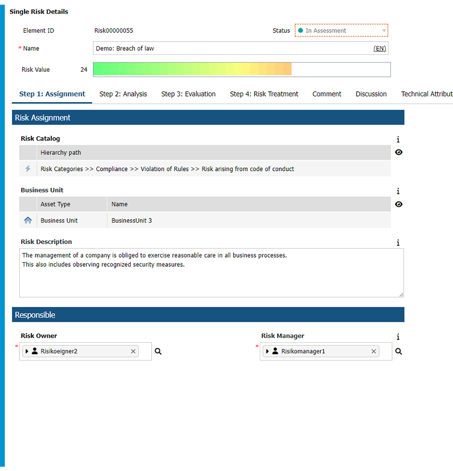 screenshot of BIC GRC